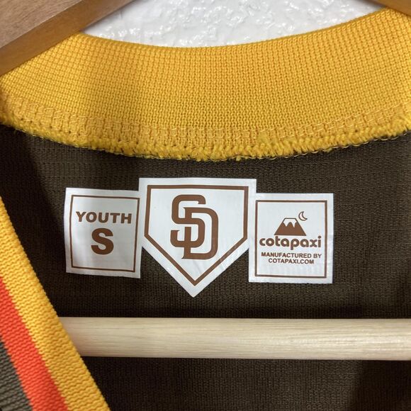 San Diego Padres Jersey Youth Small Brown Yellow MLB Baseball Little League 24 - Picture 12 of 14